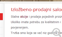 Izgled Podstranice sa sadržajem